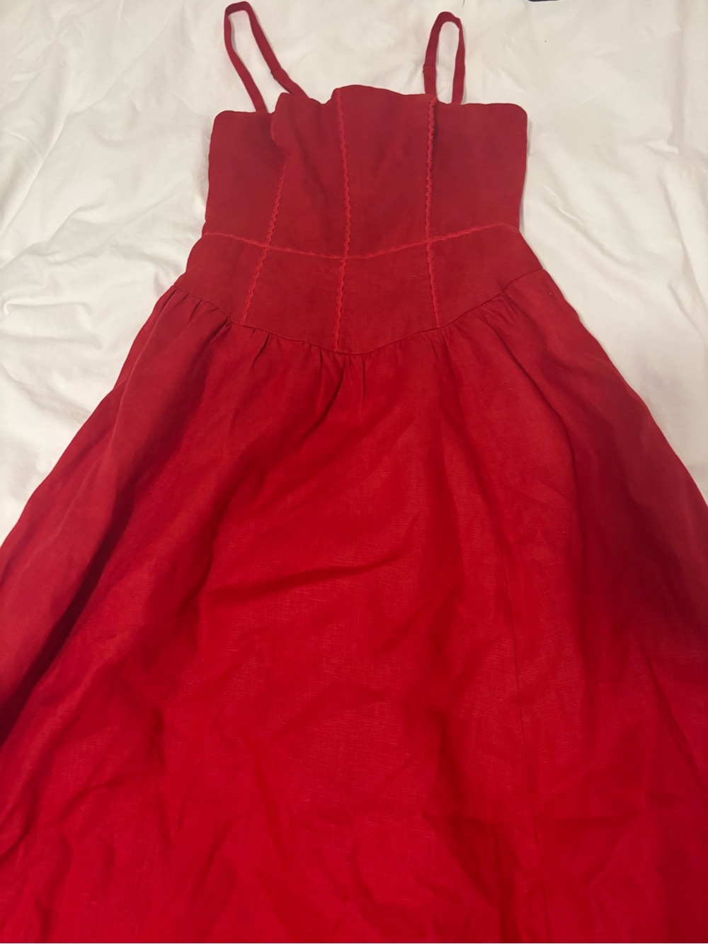 Reformation Red Spaghetti-Strap A-Line Dress